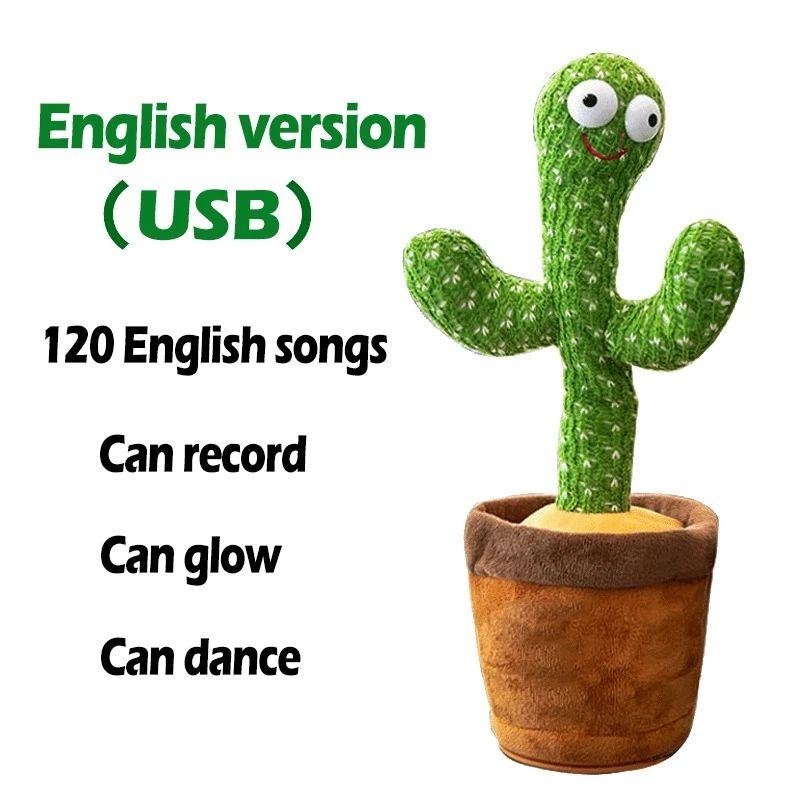 Dancing Cactus Toy Repeat Talking USB Rechargeable – Singing & Recording Kids Educational Toy