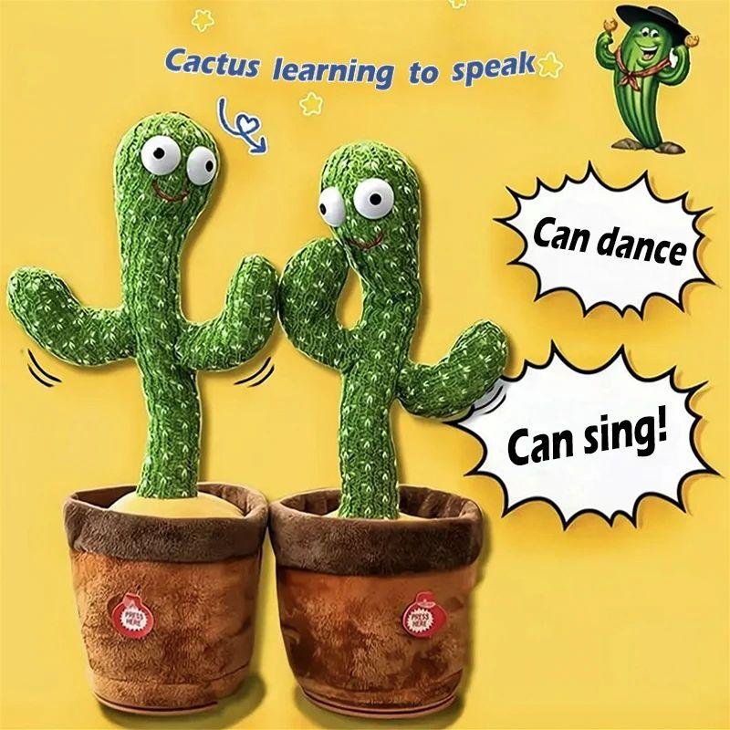 Dancing Cactus Toy Repeat Talking USB Rechargeable – Singing & Recording Kids Educational Toy