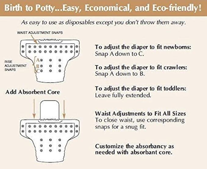 Button Diaper Adjustable Washable Cloth Diaper for Babies – Reusable & Leakproof