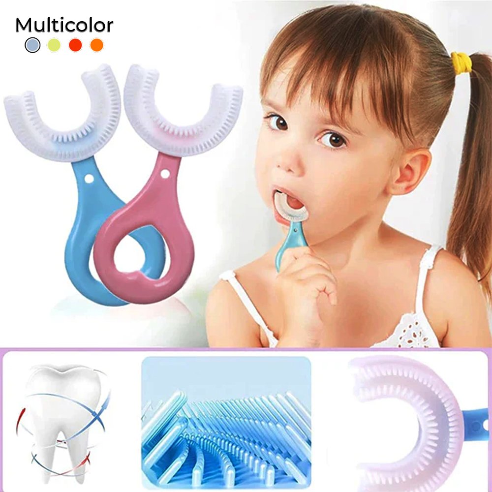Kids U-Shaped Toothbrush – 360° Soft Silicone Teeth Cleaner for Children