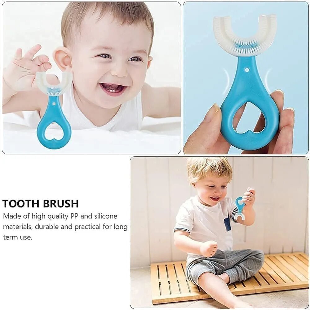 Kids U-Shaped Toothbrush – 360° Soft Silicone Teeth Cleaner for Children
